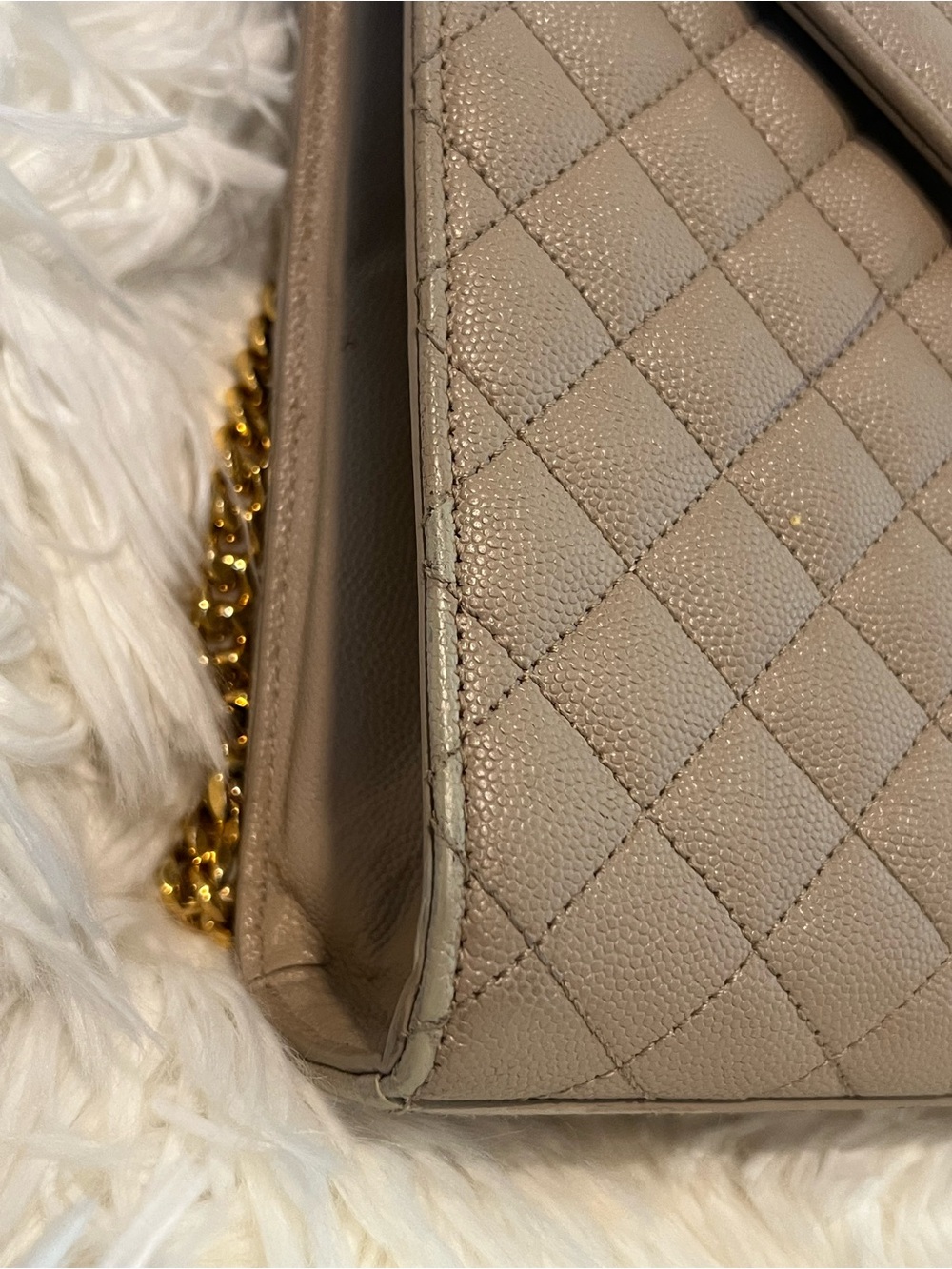 Yves Saint Laurent Large Envelope Quilted Shoulder Bag in Dark Beige - Picture 13 of 16